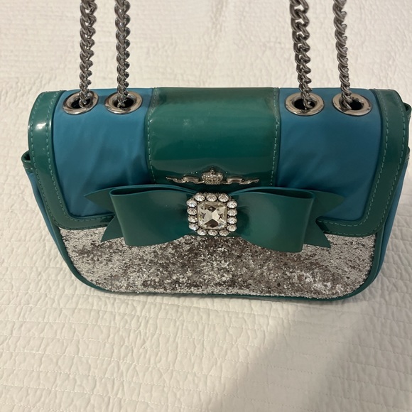 My Flat in London Turquoise & Green Shoulder Bag with Silver Hardware by Jan - Picture 6 of 8